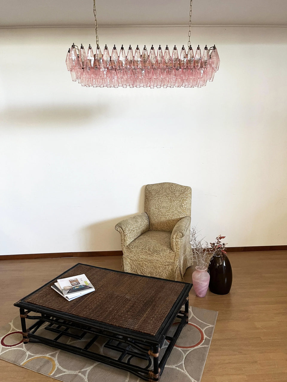 Elegant Pink Murano Poliedri Chandelier