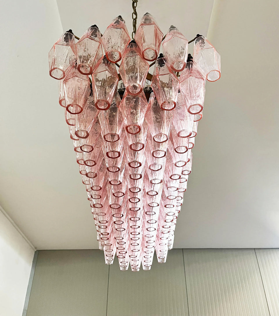 Elegant Pink Murano Poliedri Chandelier