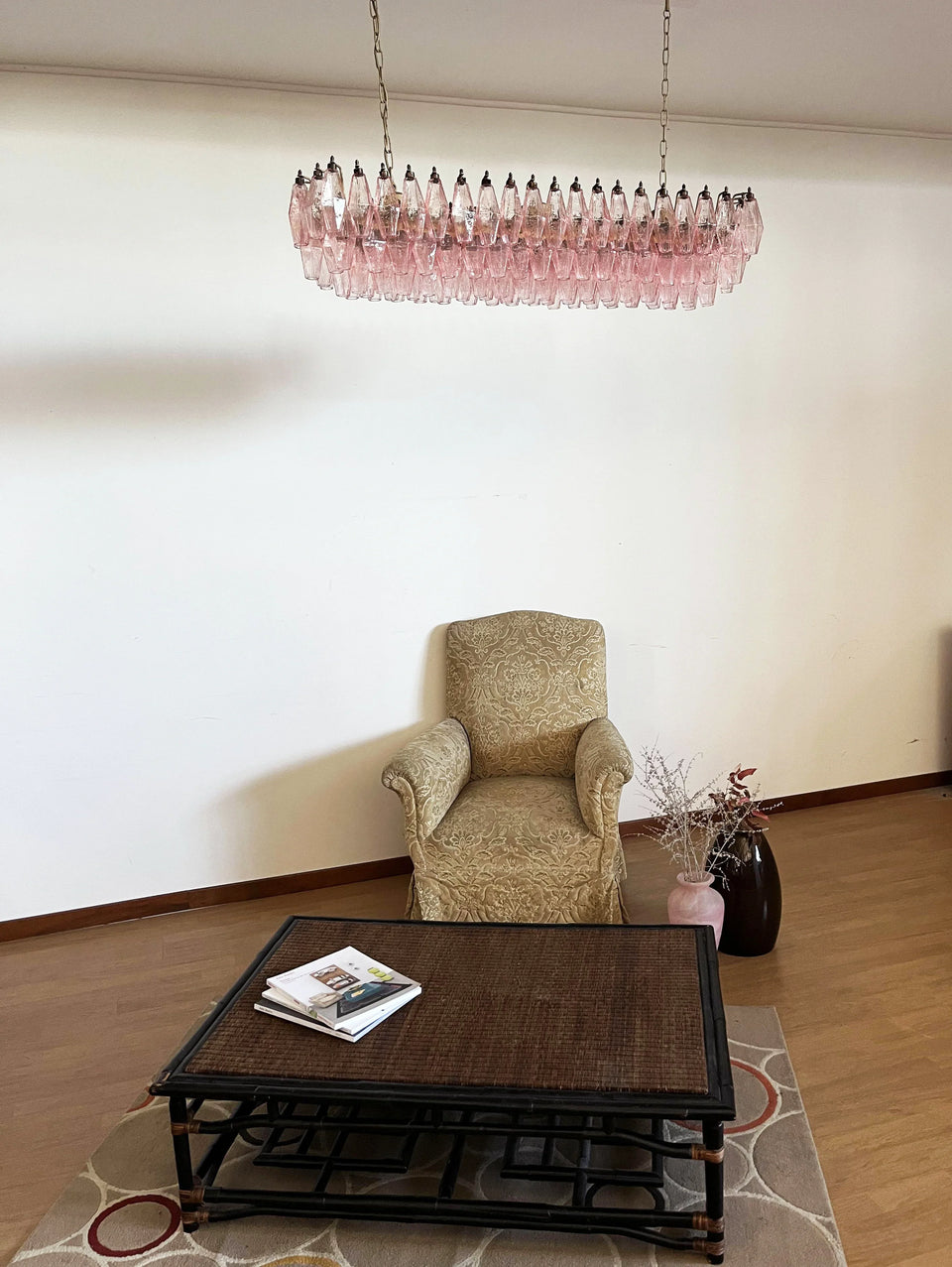 Elegant Pink Murano Poliedri Chandelier