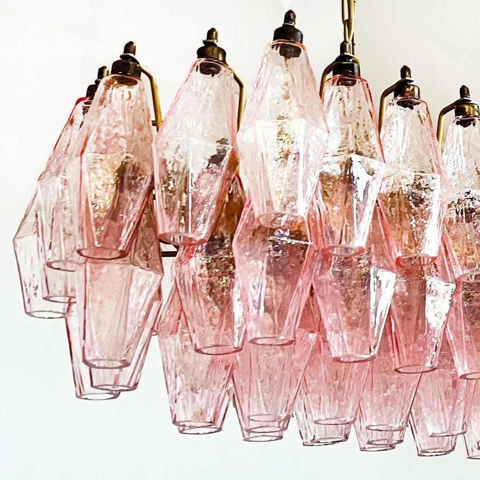 Elegant Pink Murano Poliedri Chandelier