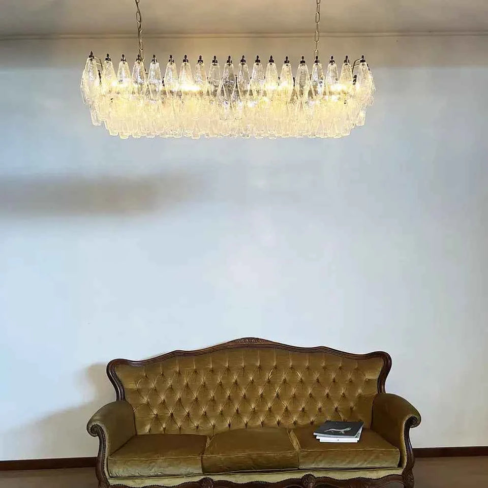 Elegant Transparent Murano Poliedri Chandelier