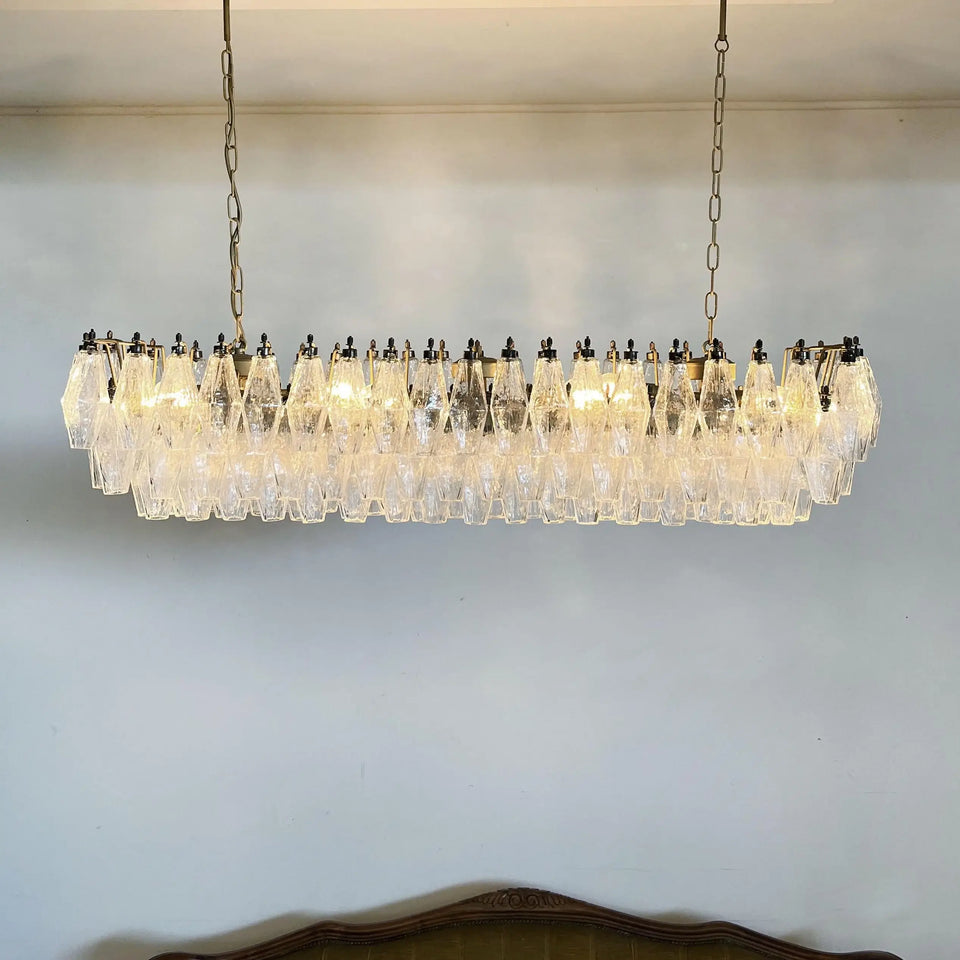 Elegant Transparent Murano Poliedri Chandelier