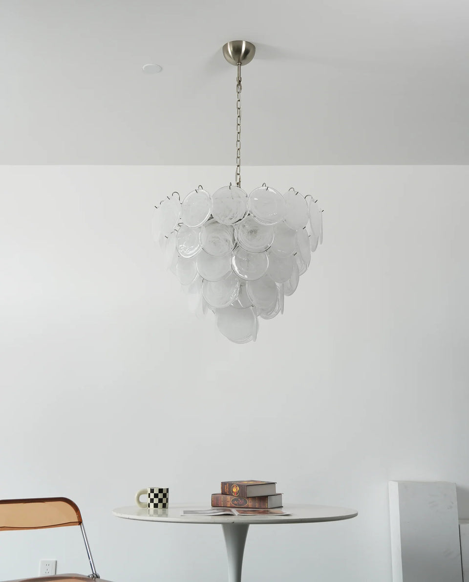 Selene White Swirl Disc Chandelier