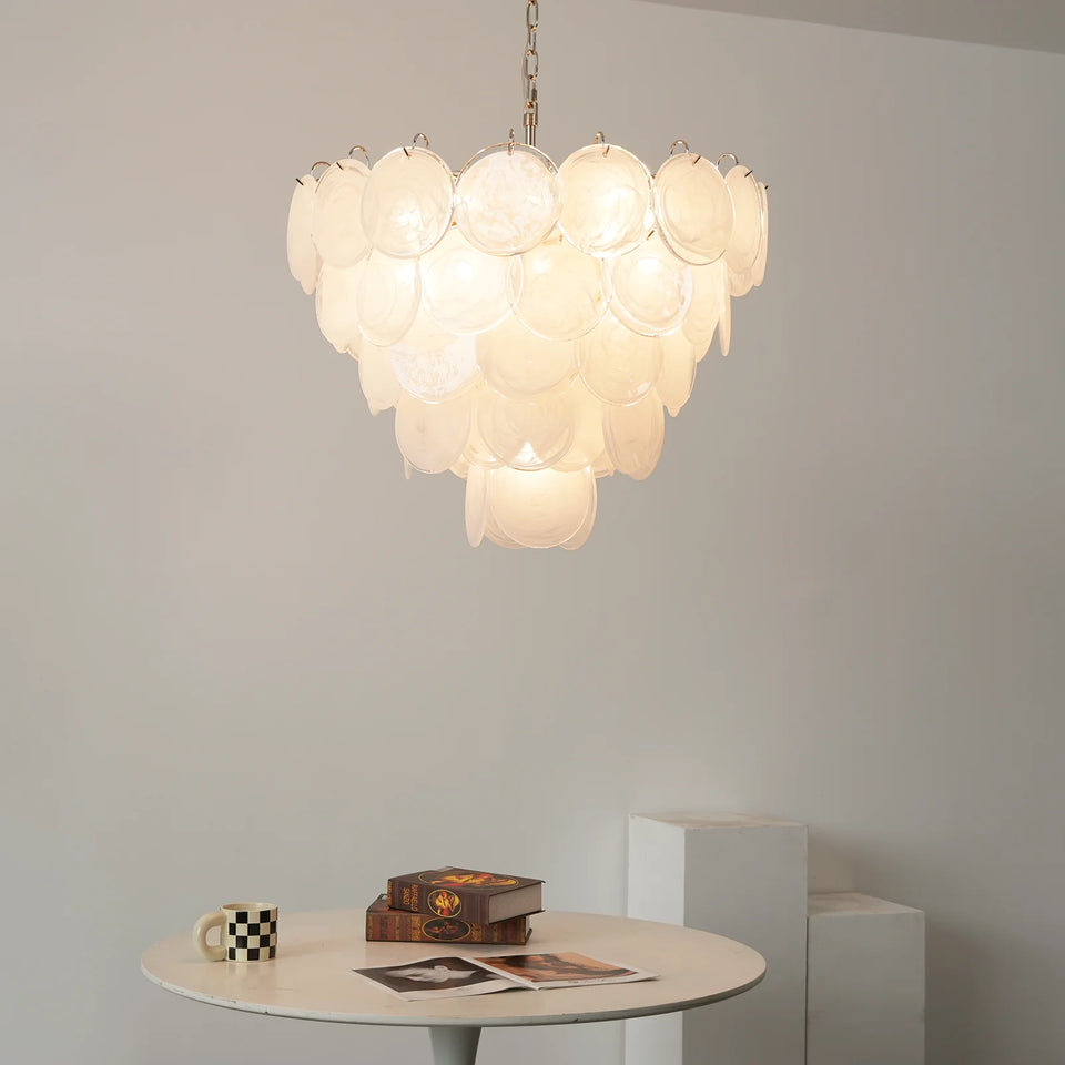 Selene White Swirl Disc Chandelier