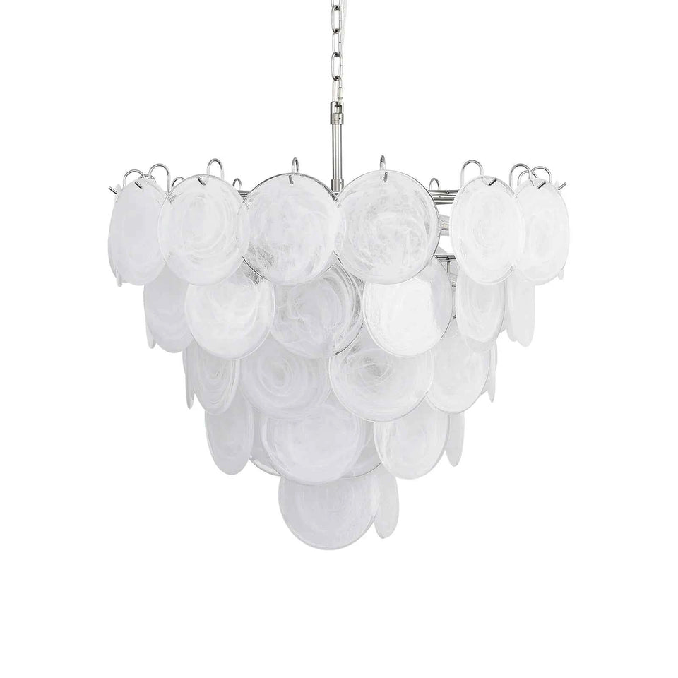 Elegant White Murano Disc Chandelier
