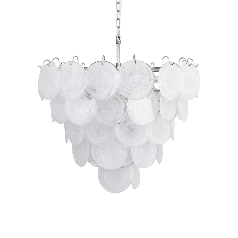 Selene White Swirl Disc Chandelier