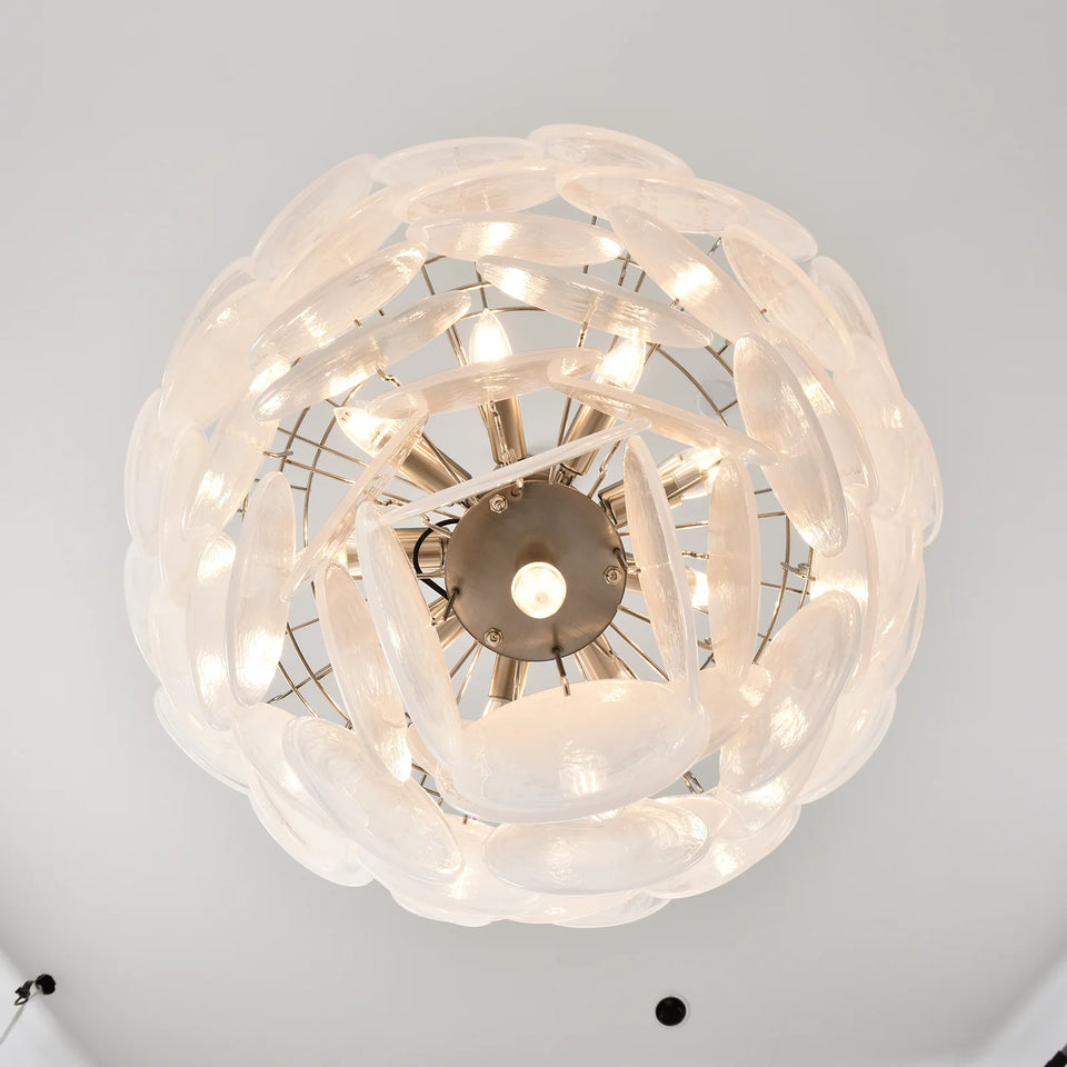 Selene White Swirl Disc Chandelier