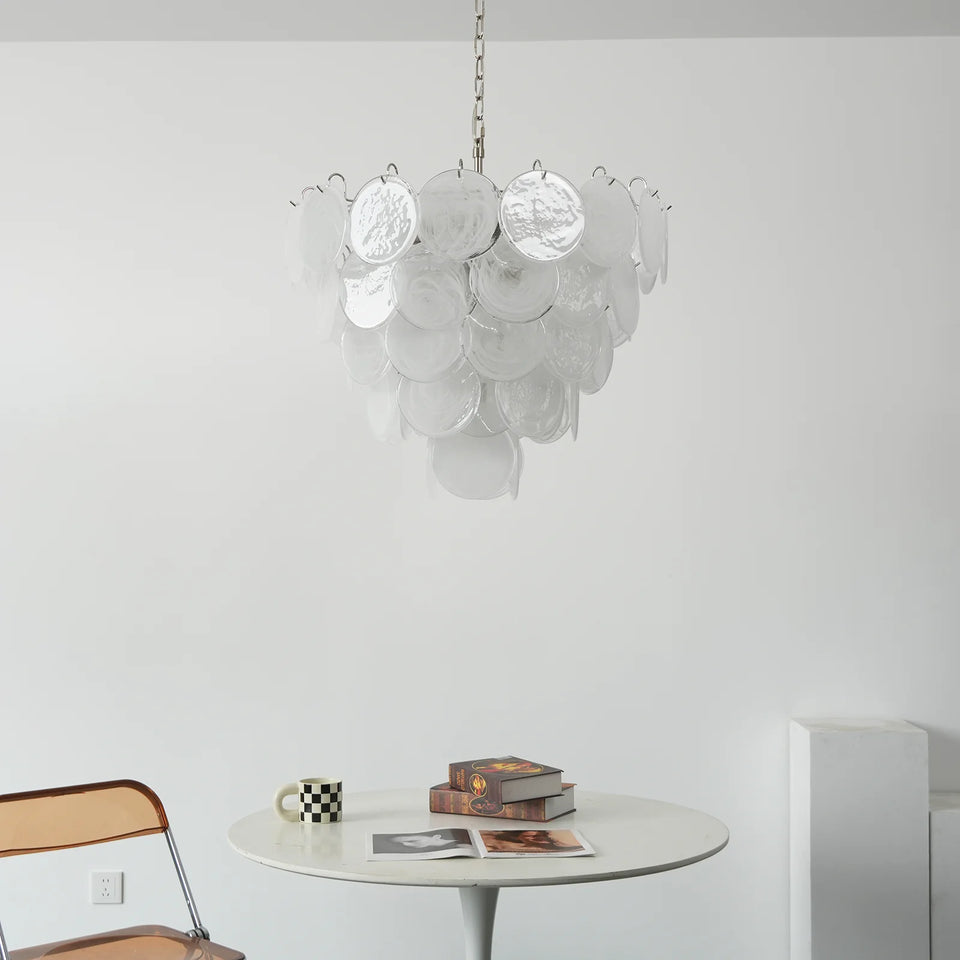 Selene White Swirl Disc Chandelier