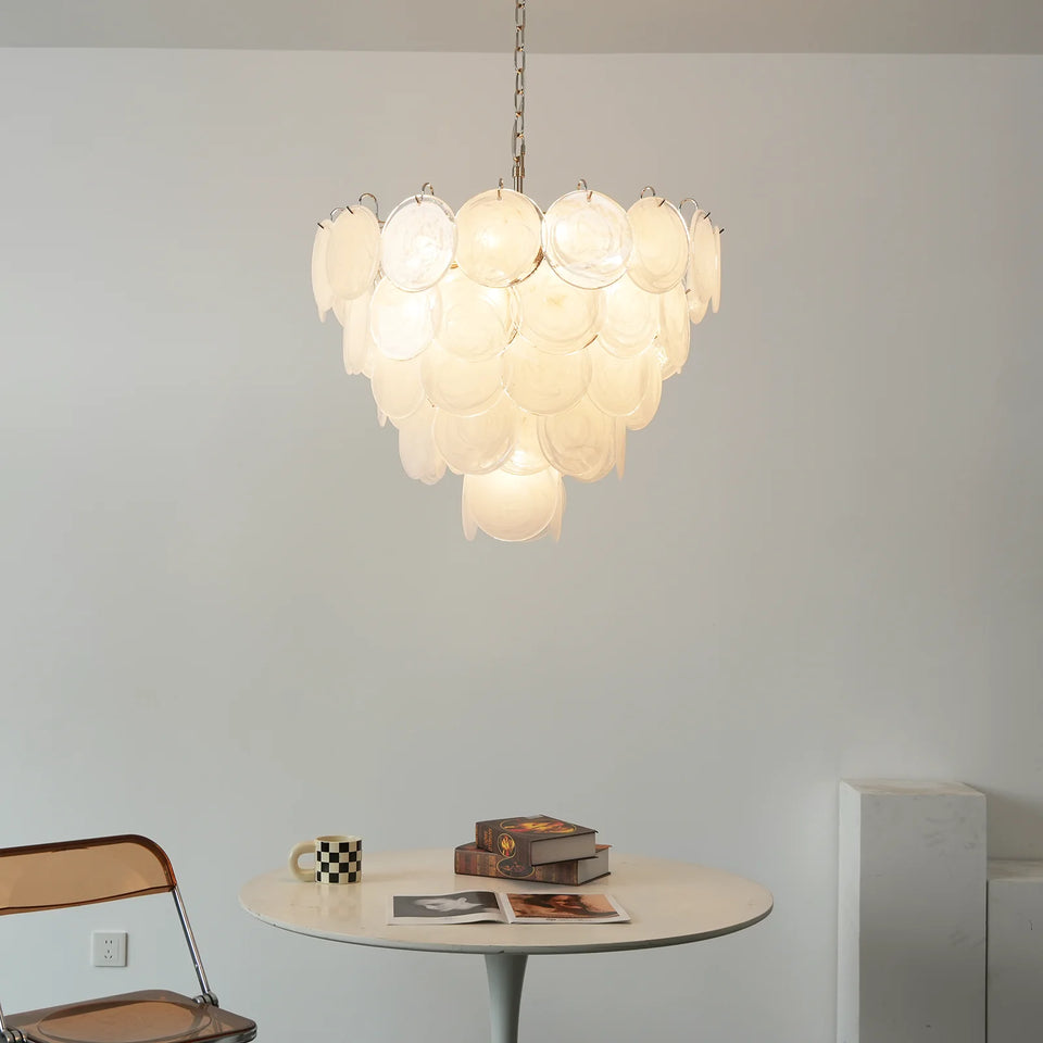 Selene White Swirl Disc Chandelier