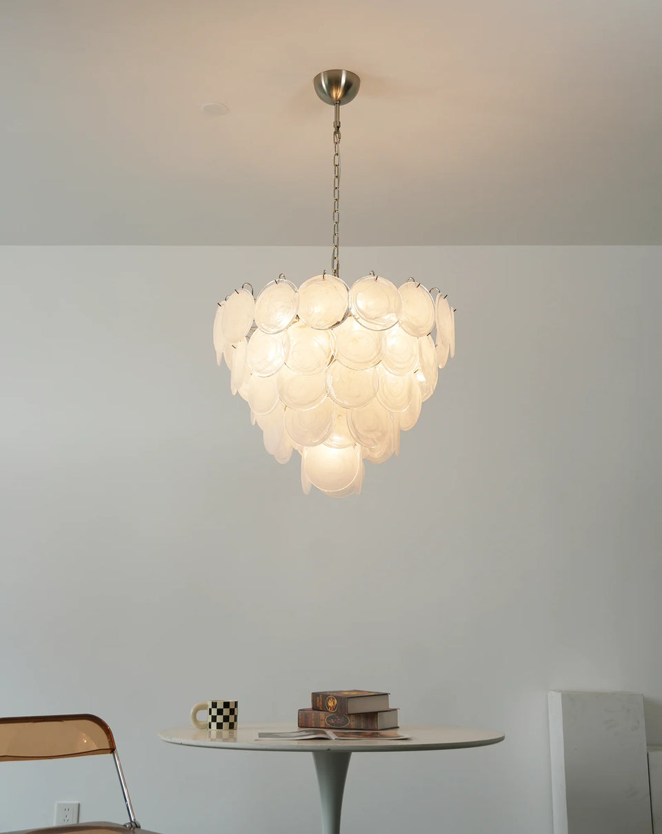 Selene White Swirl Disc Chandelier