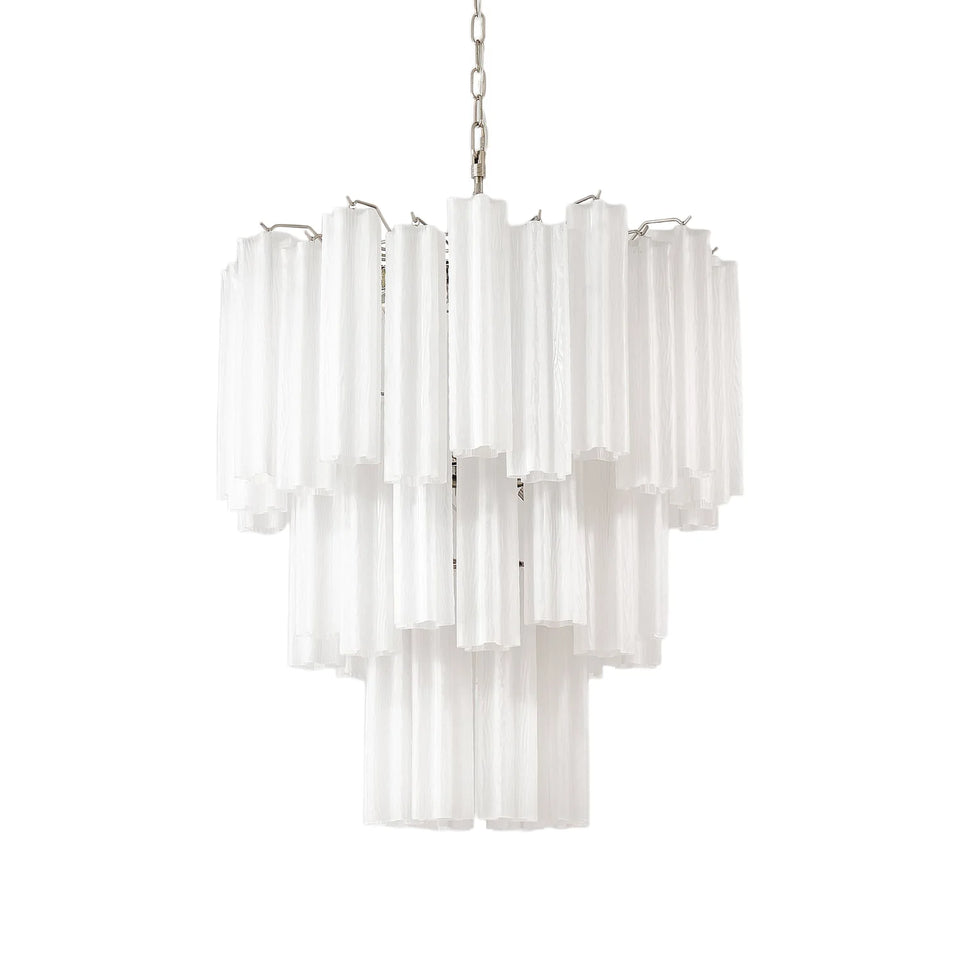 Elegant White Murano Glass Tube Chandelier