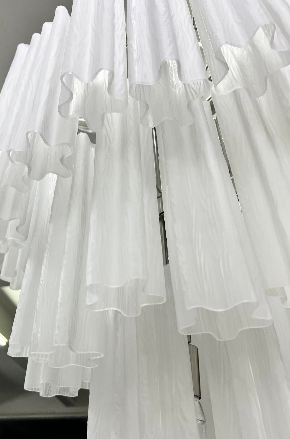 Elegant White Murano Glass Tube Chandelier