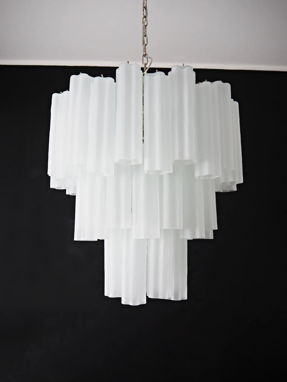 Elegant White Murano Glass Tube Chandelier
