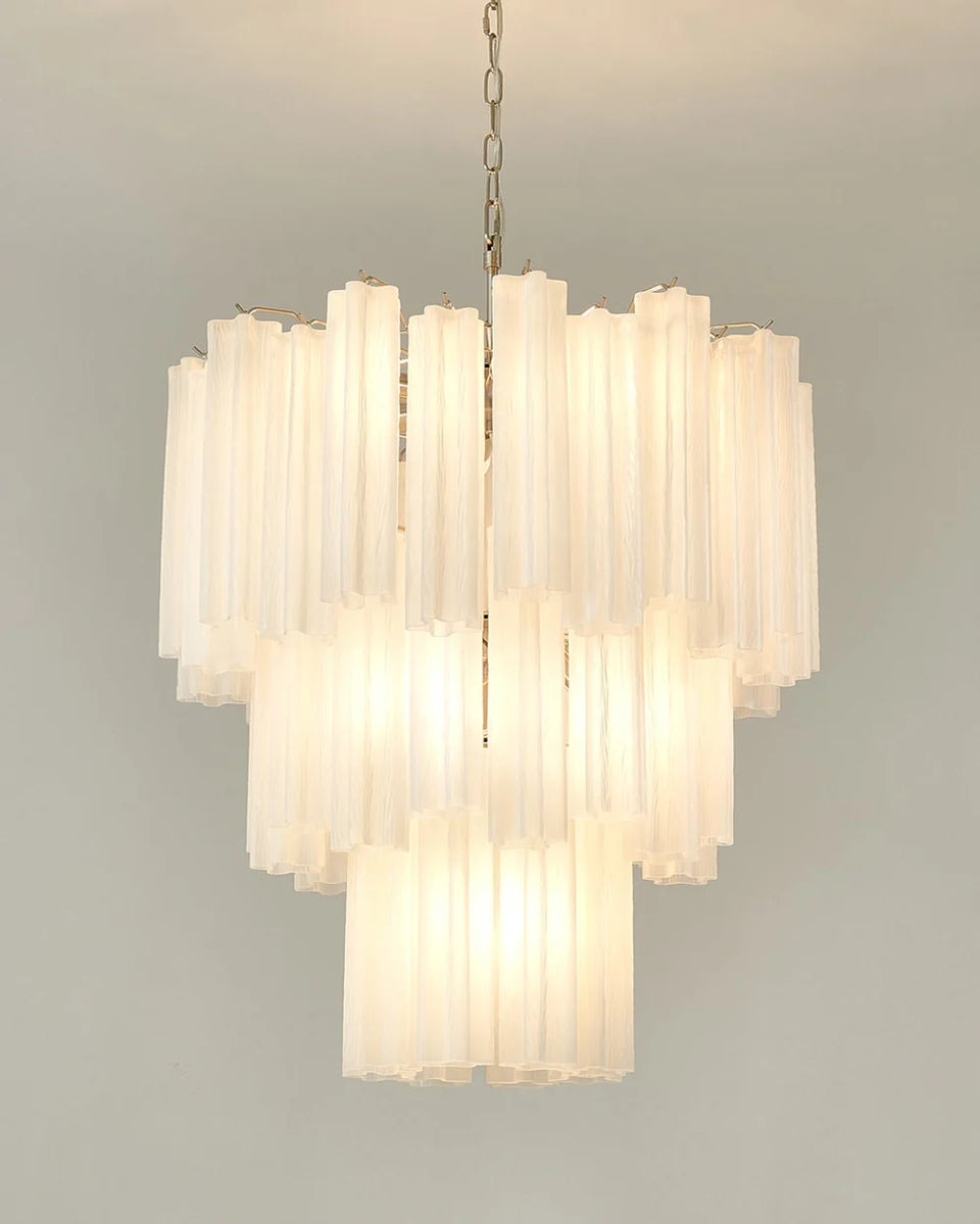 Elegant White Murano Glass Tube Chandelier