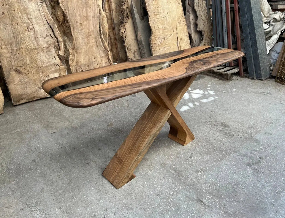 Handmade Solid Walnut Console Table for Entryway and Foyer