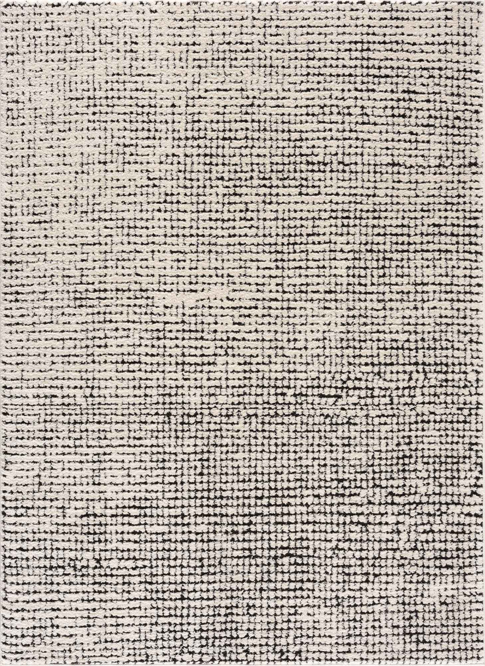 Keita Cream & Black Grid Plush Rug