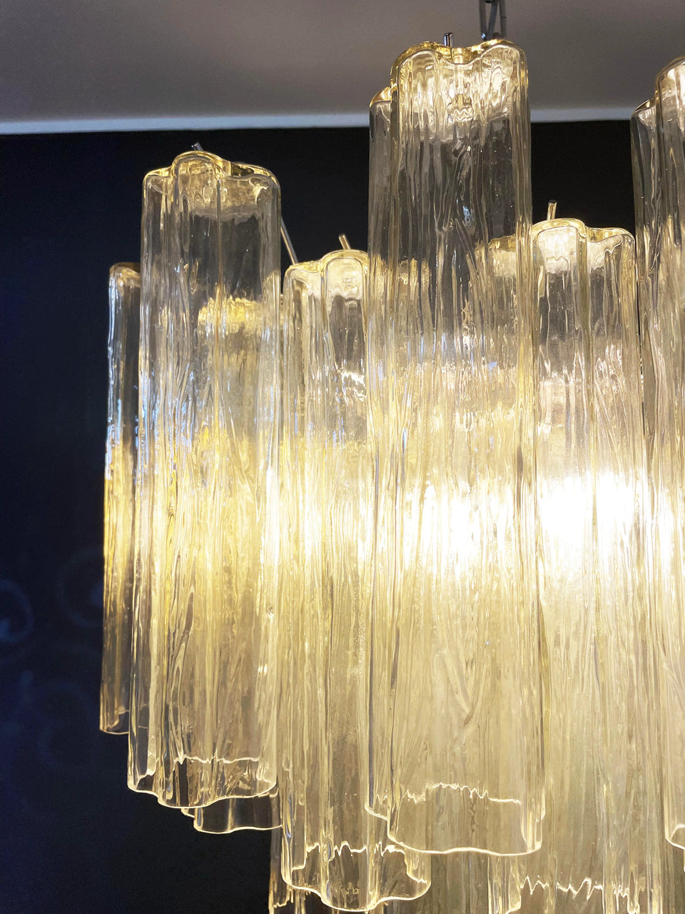 Fantastic Murano Amber Glass Tube Chandelier