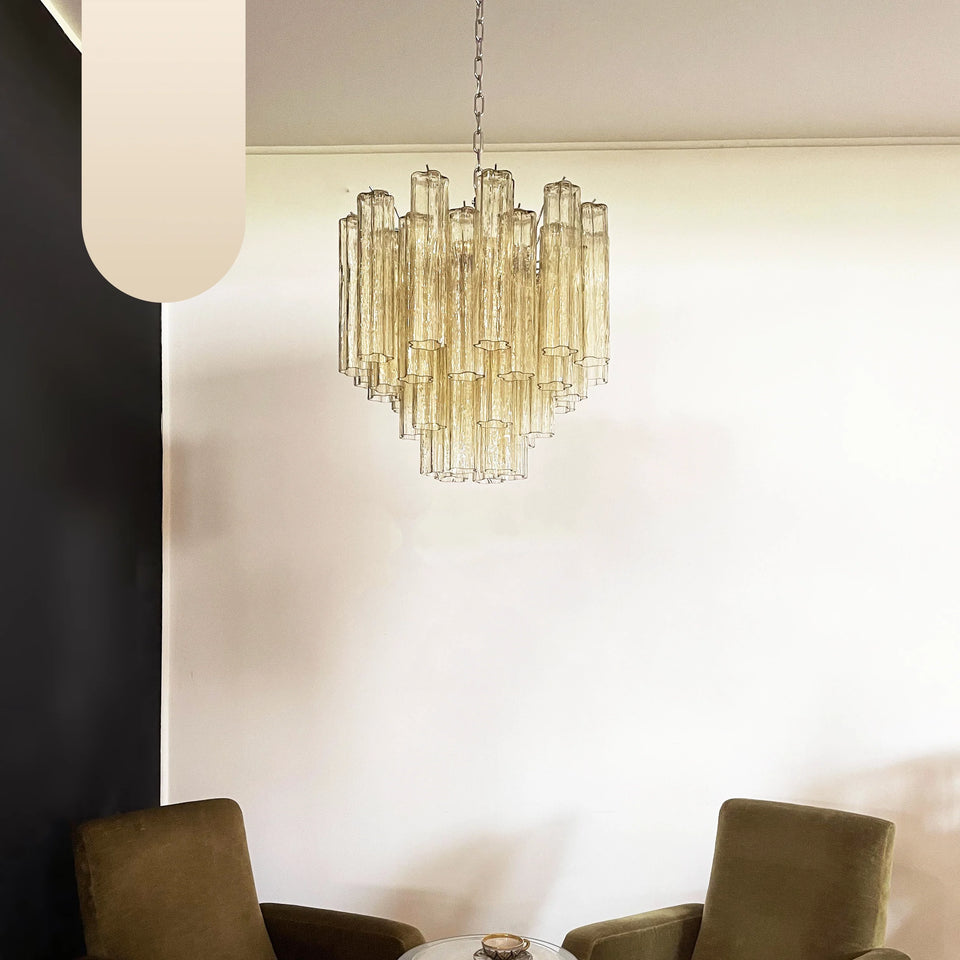 Fantastic Murano Amber Glass Tube Chandelier