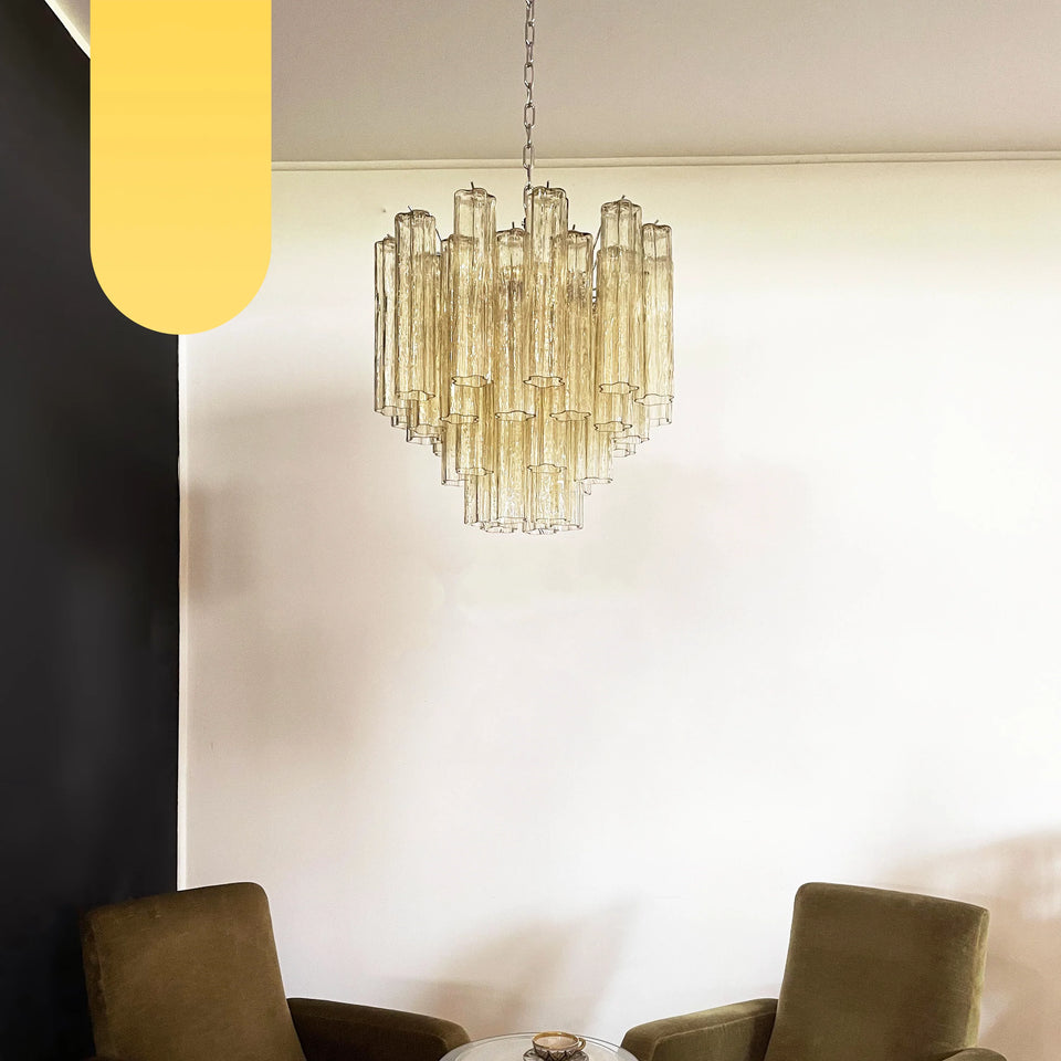Fantastic Murano Amber Glass Tube Chandelier