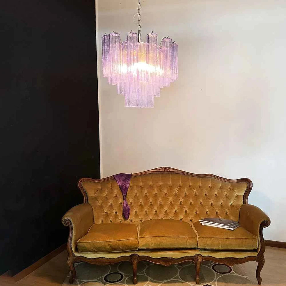 Fantastic Murano Amethyst Glass Tube Chandelier