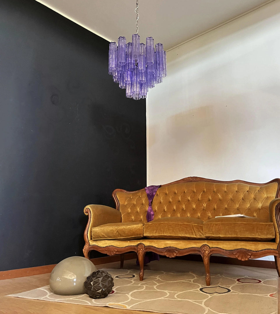 Fantastic Murano Amethyst Glass Tube Chandelier