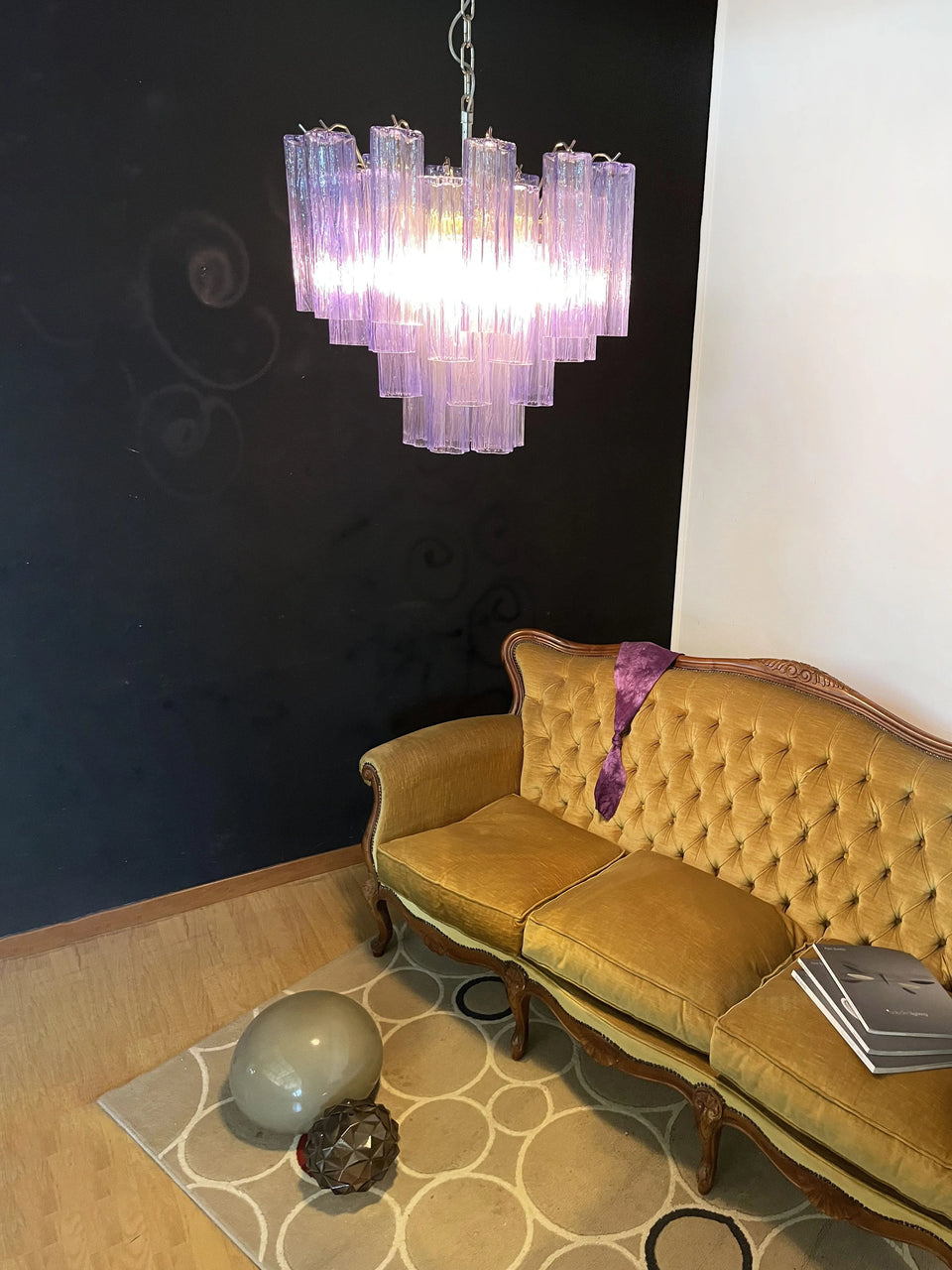 Fantastic Murano Amethyst Glass Tube Chandelier