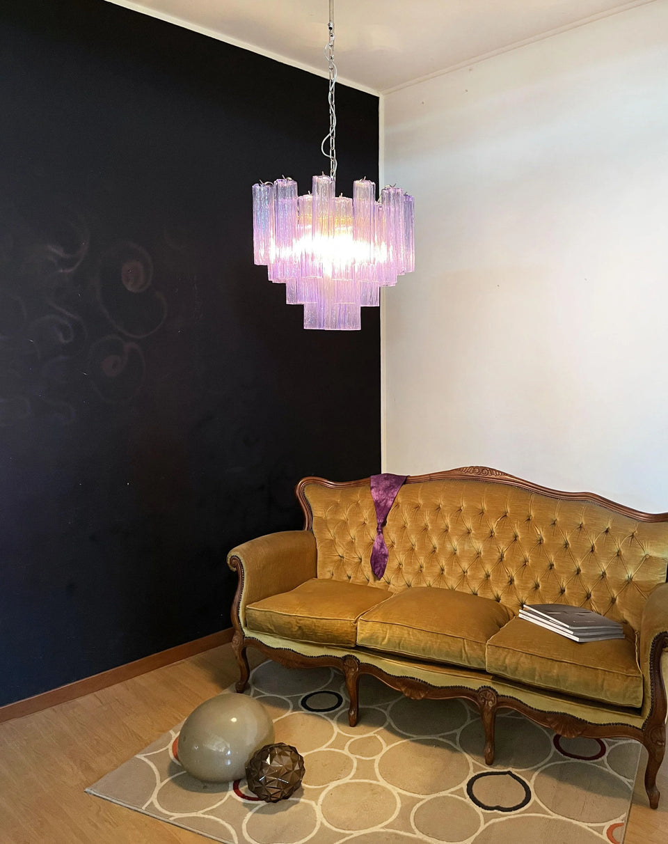 Fantastic Murano Amethyst Glass Tube Chandelier