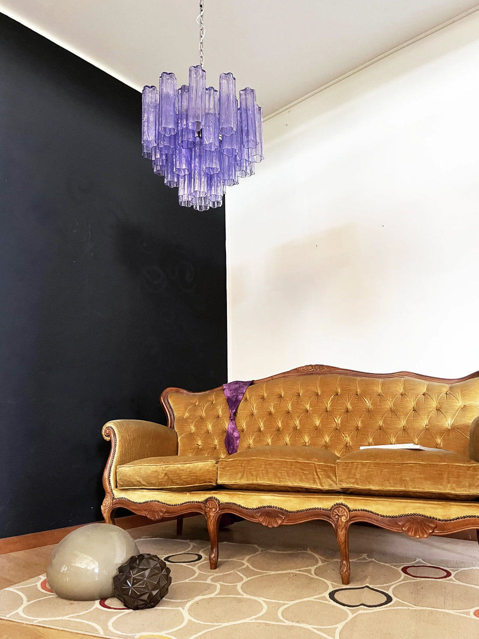 Fantastic Murano Amethyst Glass Tube Chandelier