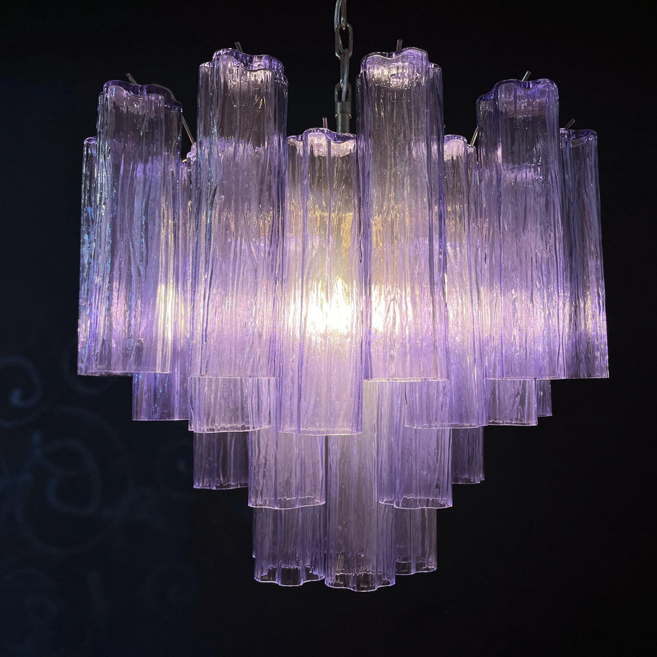 Fantastic Murano Amethyst Glass Tube Chandelier