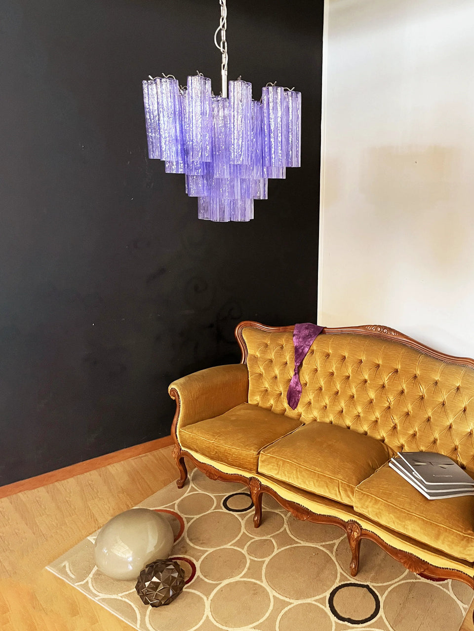 Fantastic Murano Amethyst Glass Tube Chandelier