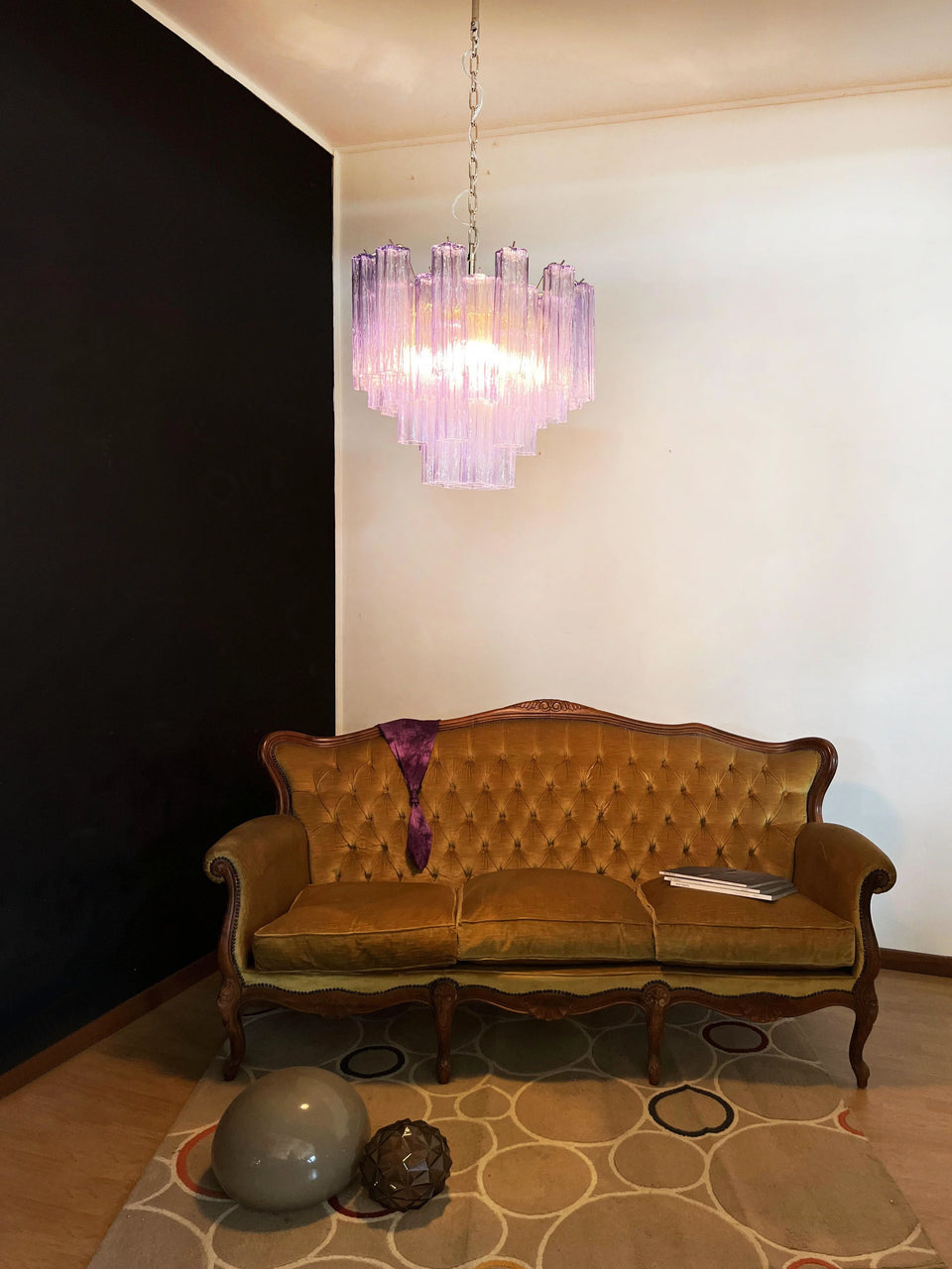 Fantastic Murano Amethyst Glass Tube Chandelier