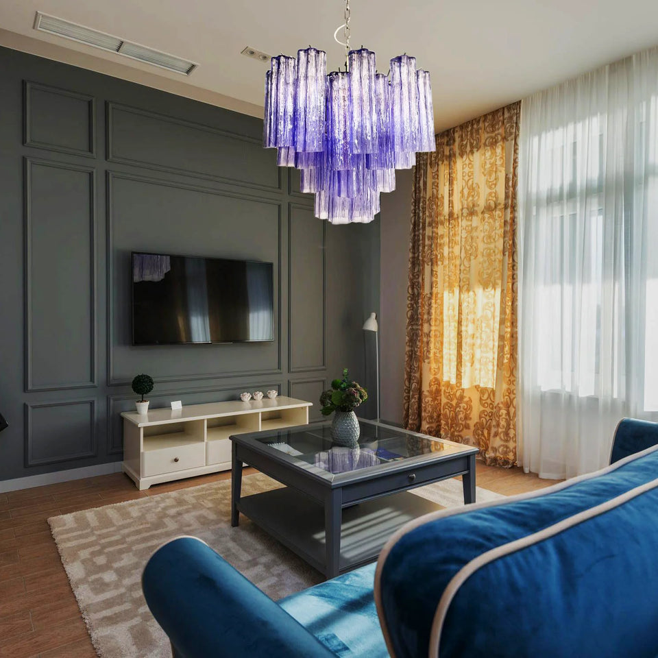 Fantastic Murano Amethyst Glass Tube Chandelier