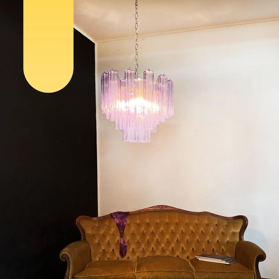 Fantastic Murano Amethyst Glass Tube Chandelier