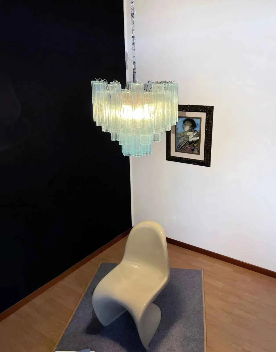 Fantastic Murano Blue Glass Tube Chandelier