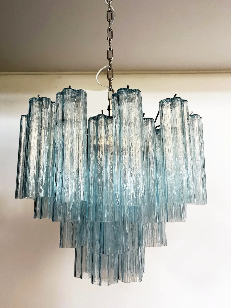 Fantastic Murano Blue Glass Tube Chandelier