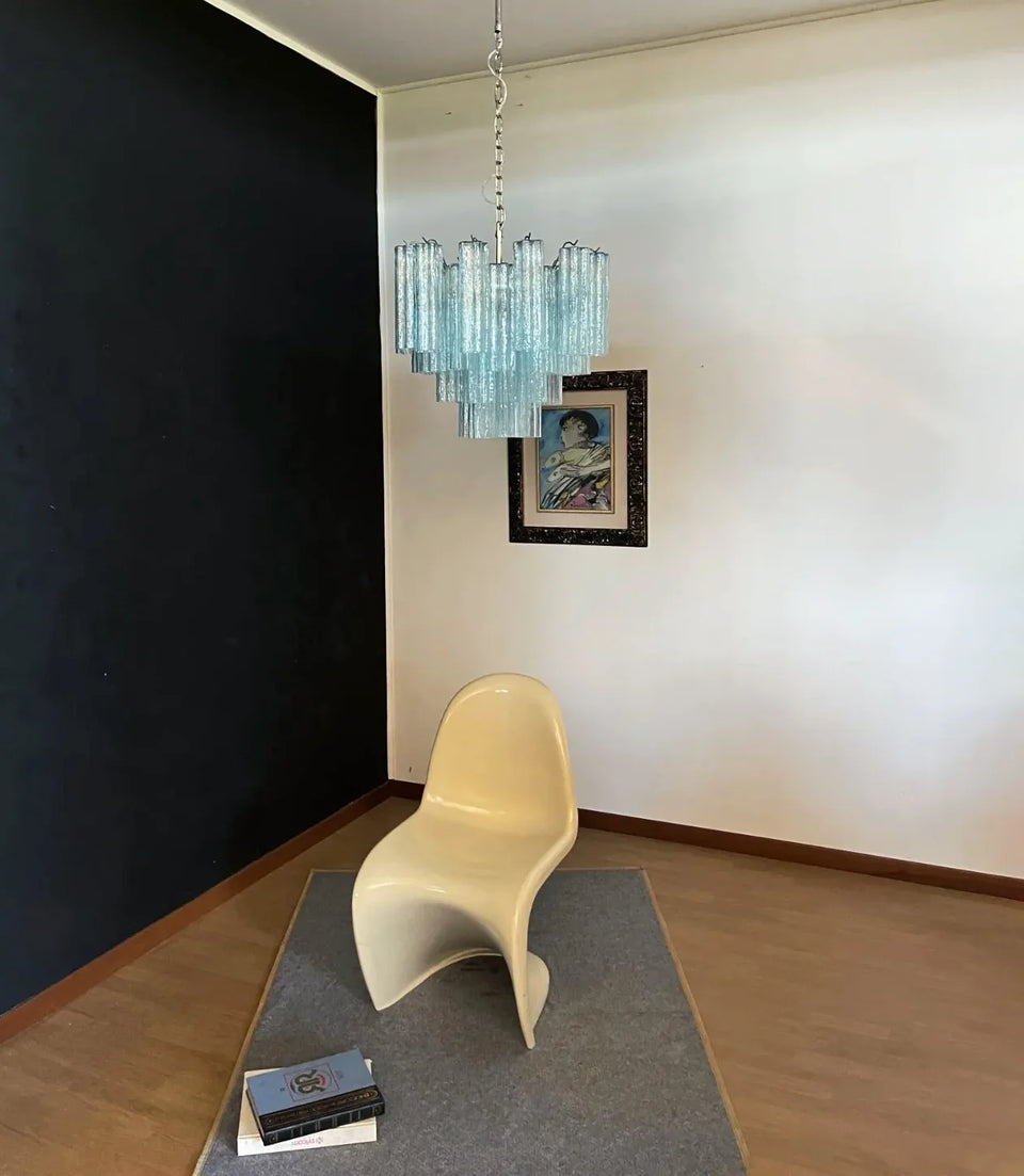 Fantastic Murano Blue Glass Tube Chandelier