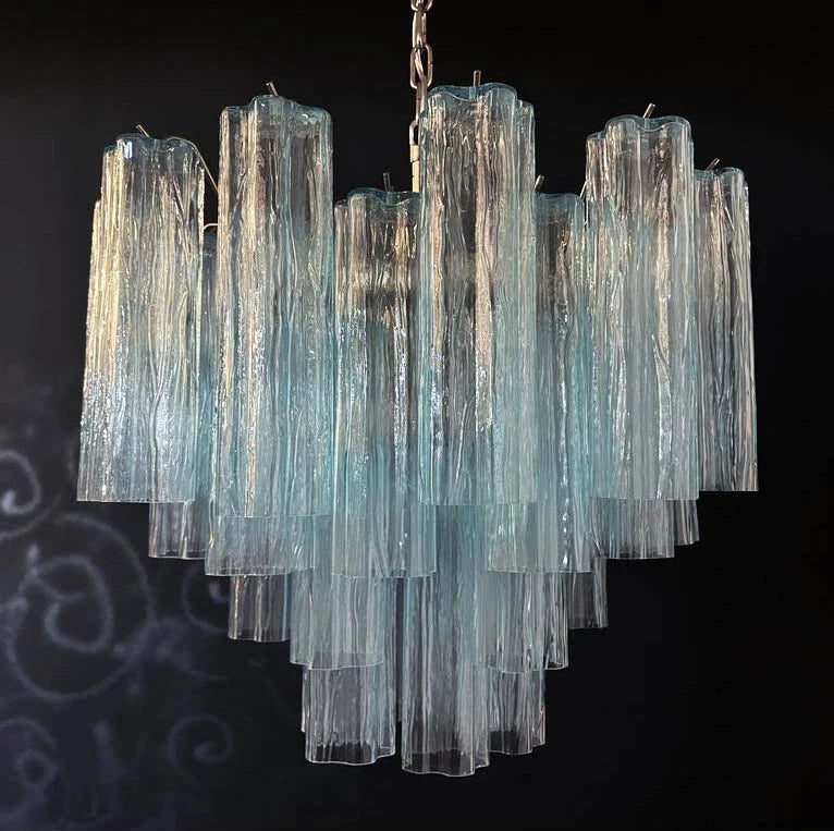 Fantastic Murano Blue Glass Tube Chandelier