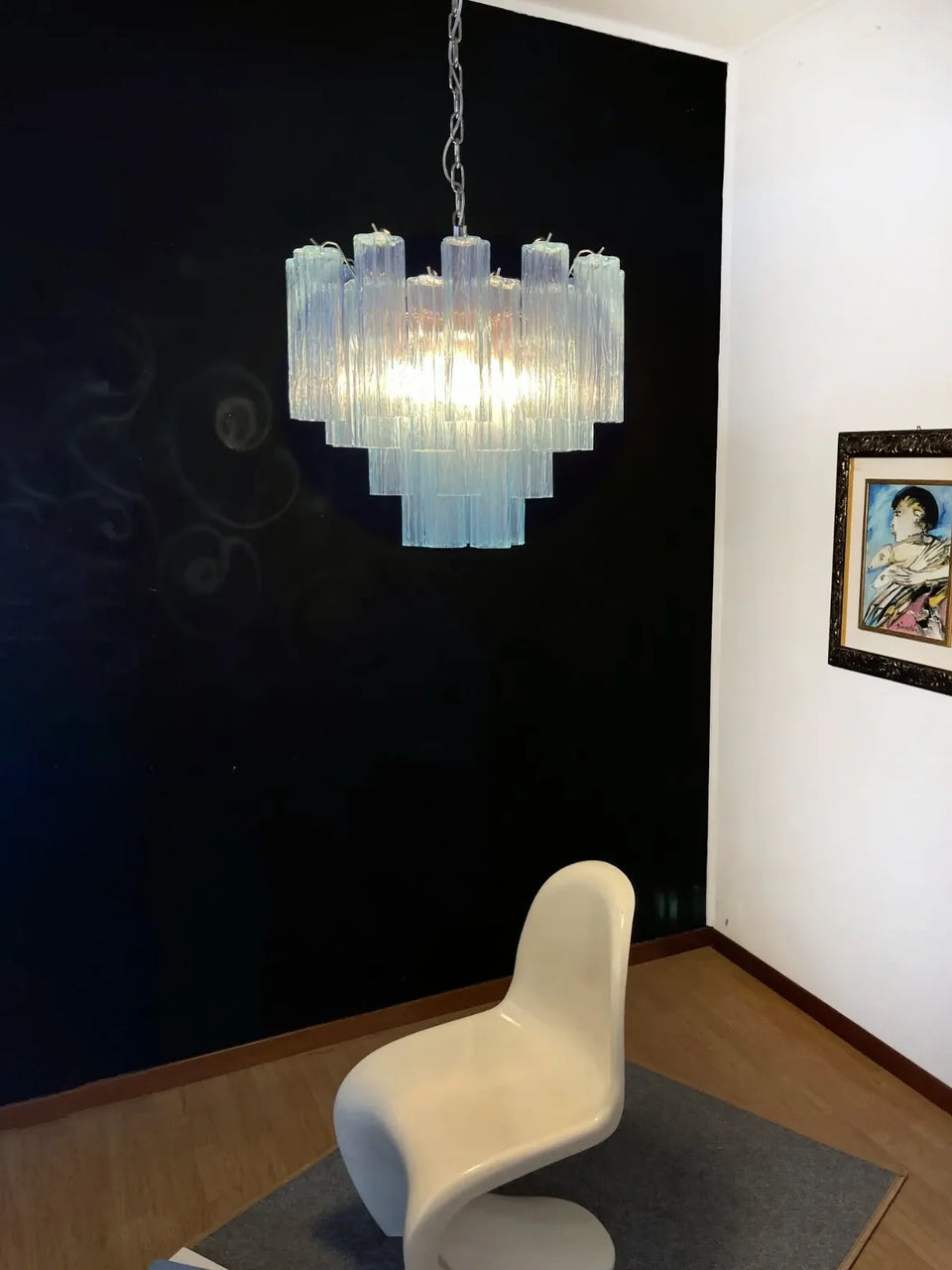 Fantastic Murano Blue Glass Tube Chandelier