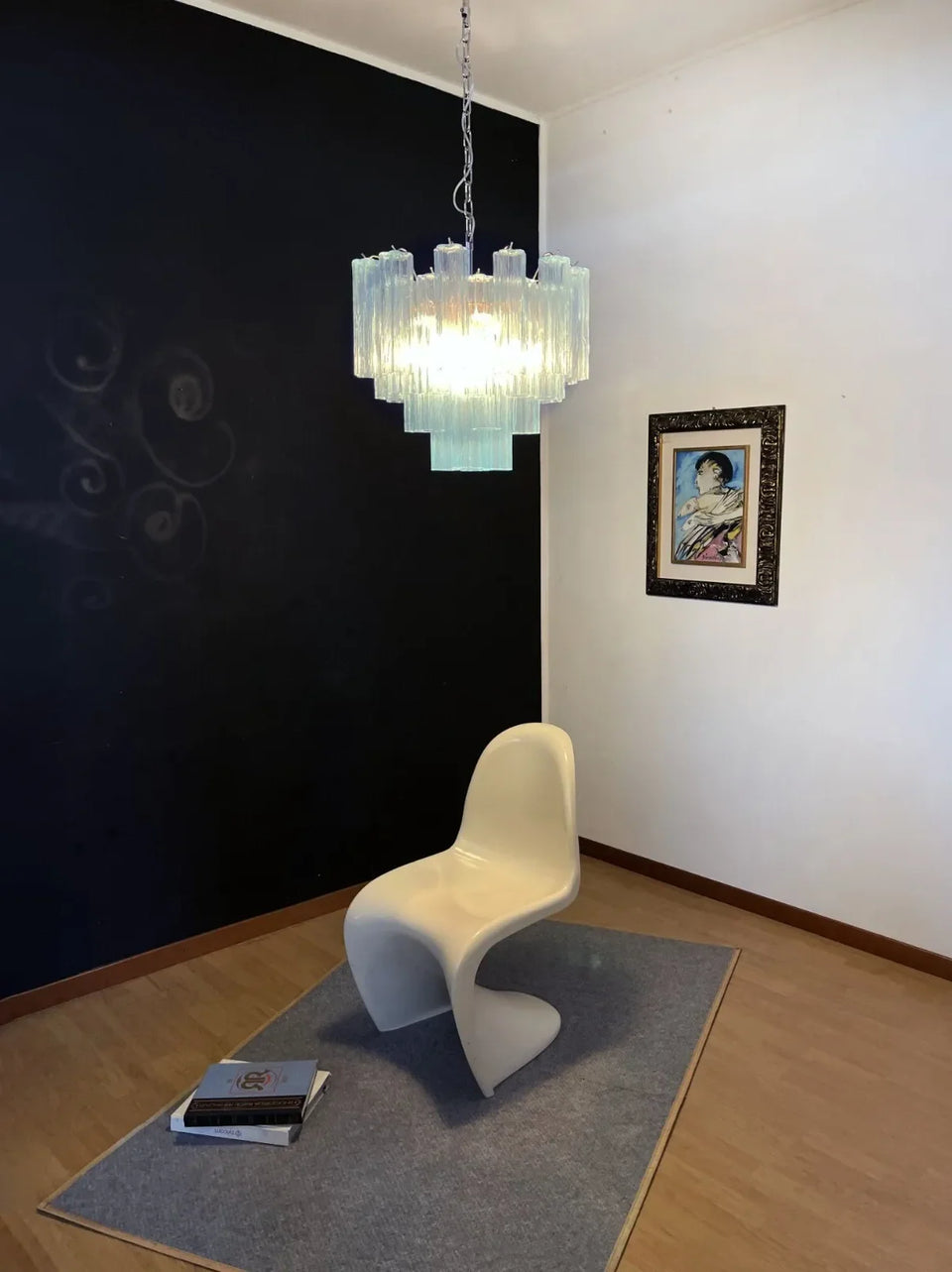 Fantastic Murano Blue Glass Tube Chandelier