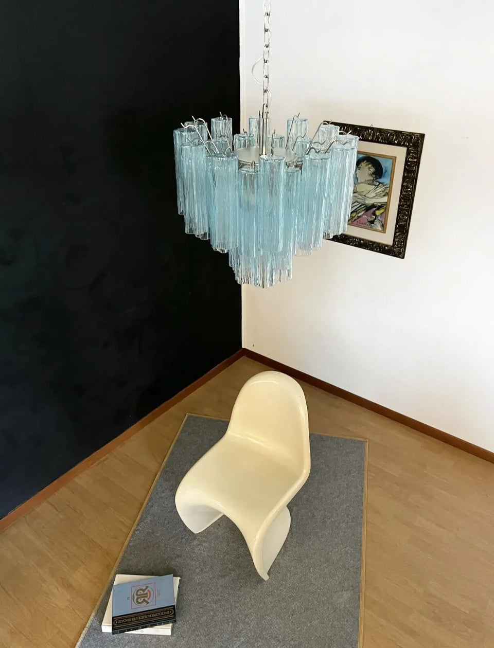 Fantastic Murano Blue Glass Tube Chandelier