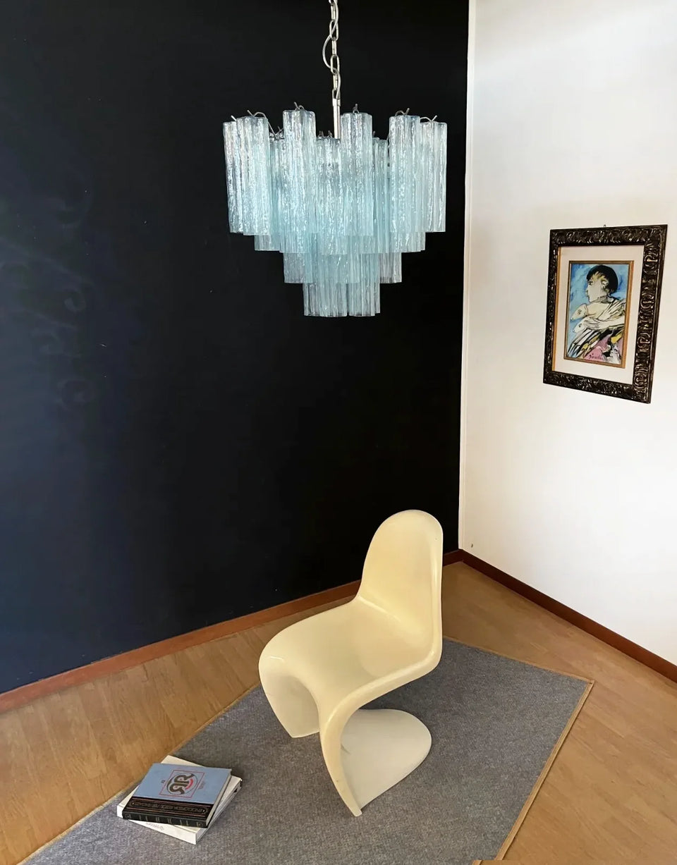 Fantastic Murano Blue Glass Tube Chandelier
