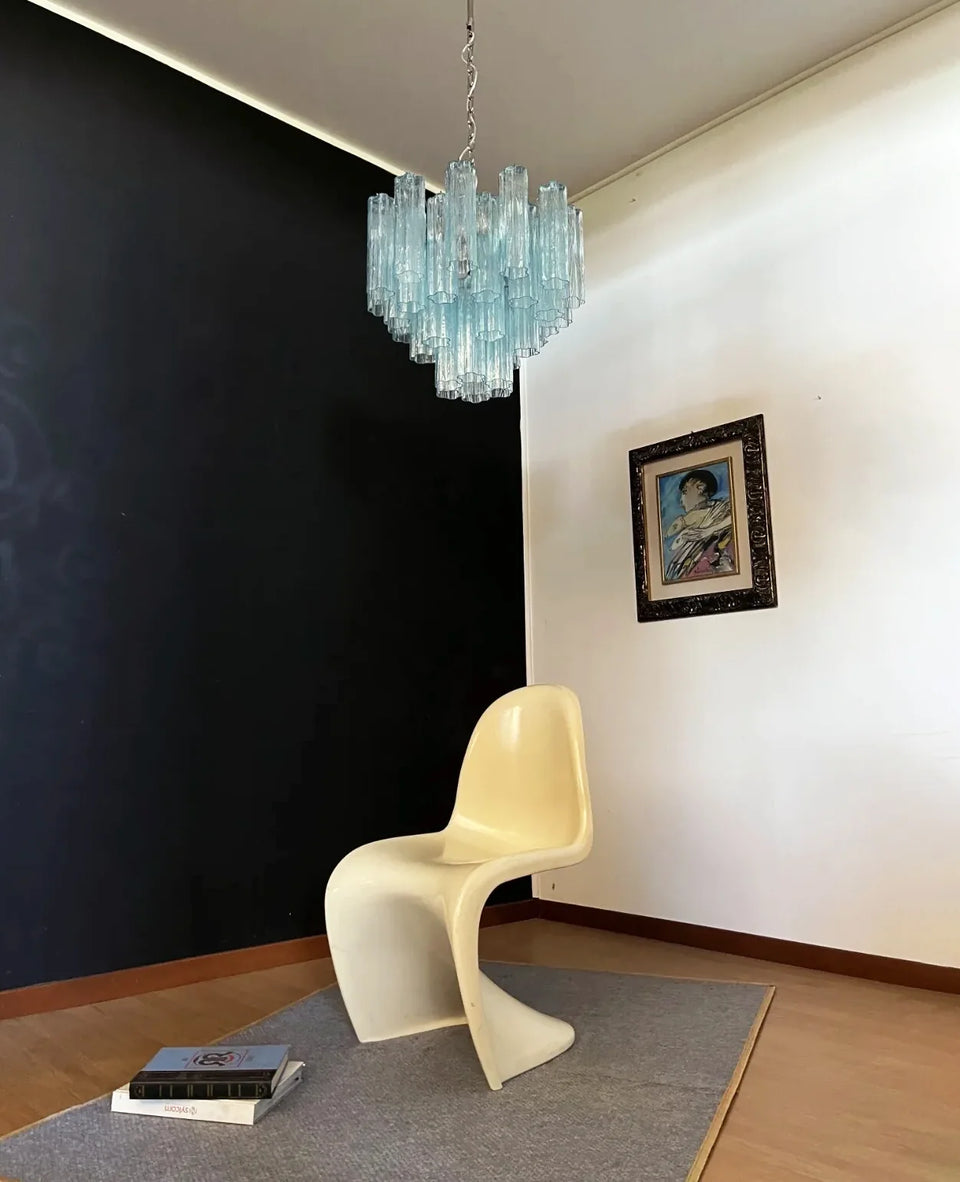 Fantastic Murano Blue Glass Tube Chandelier