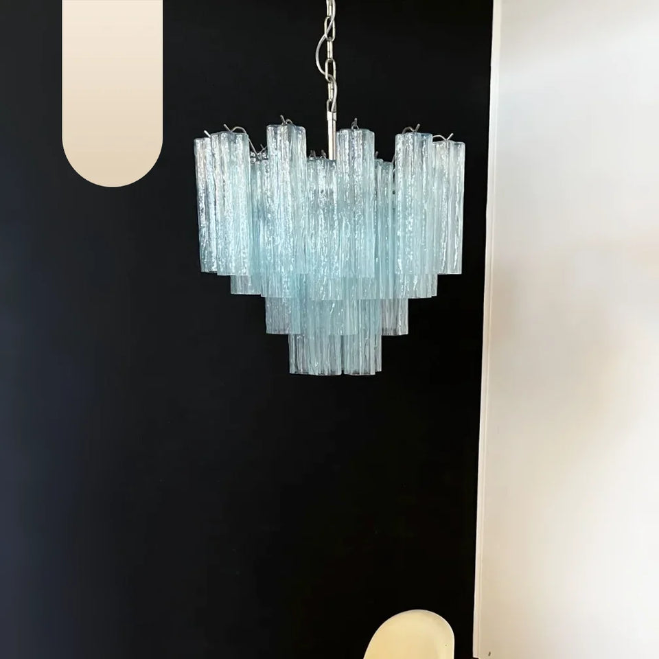 Fantastic Murano Blue Glass Tube Chandelier