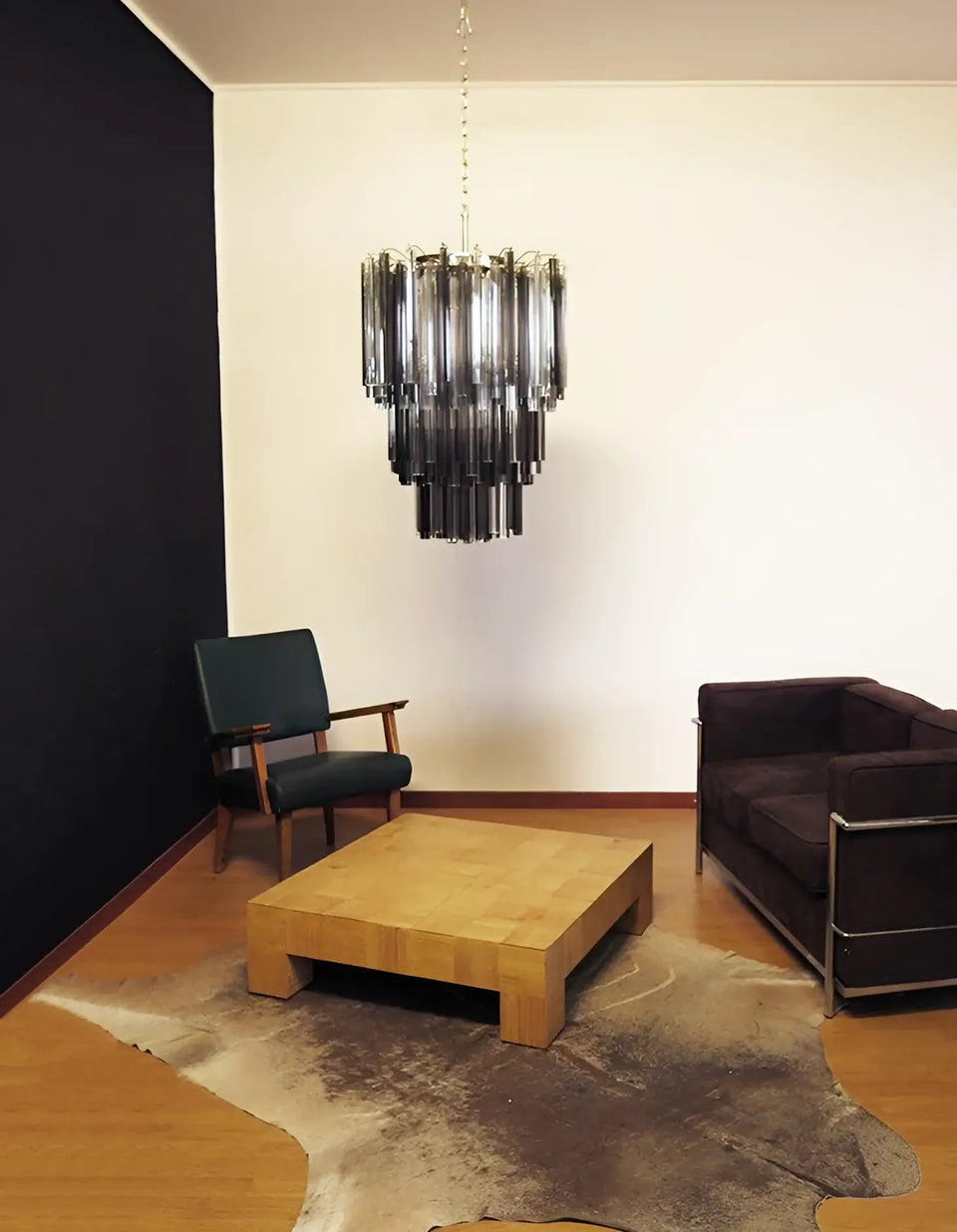 Fantastic Murano Prisms Smoked Transparent Chandelier