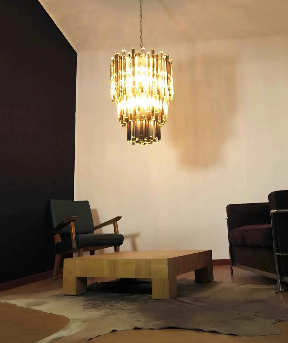 Fantastic Murano Prisms Smoked Transparent Chandelier