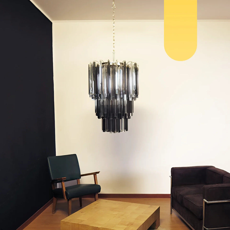 Fantastic Murano Prisms Smoked Transparent Chandelier