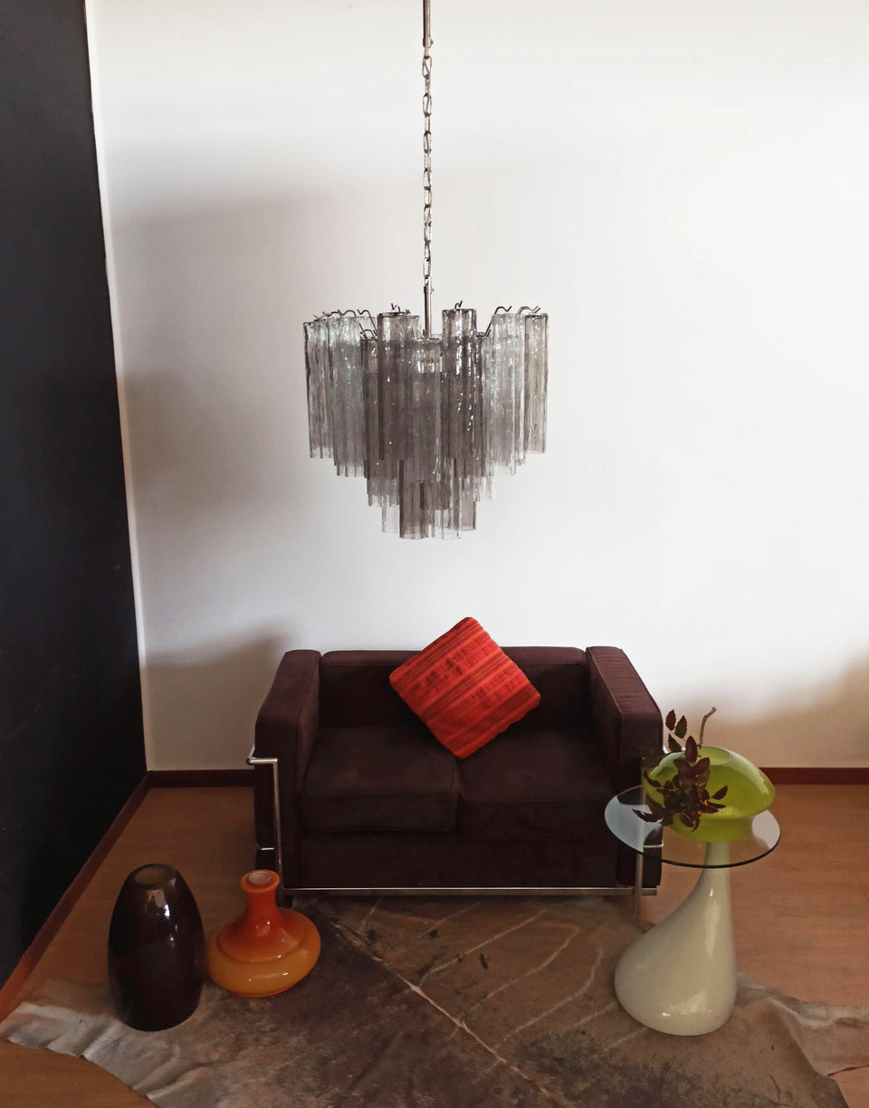 Fantastic Murano Smoked Glass Tube Chandelier
