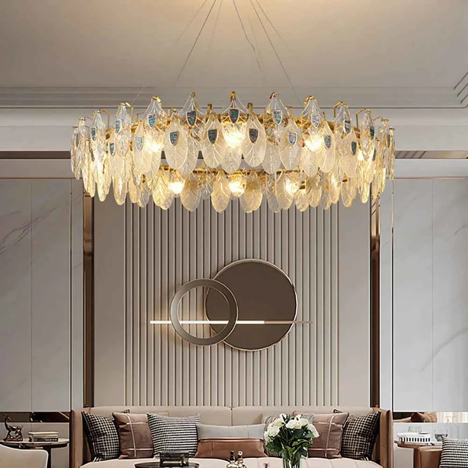 Feather Crystal Abalone Chandelier