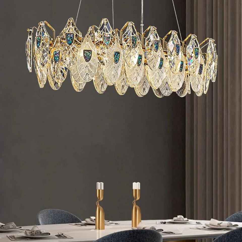 Feather Crystal Abalone Chandelier