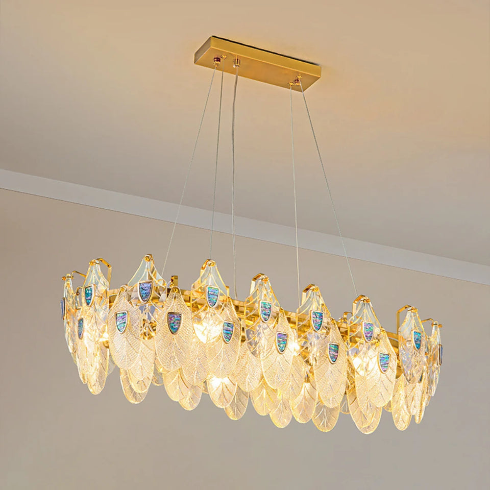 Feather Crystal Abalone Chandelier